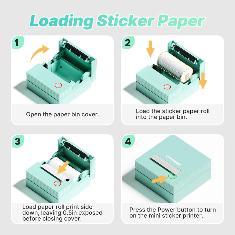 TYPONOS Genuine Self-Adhesive Thermal Printer Stickers, 54mmx3.2m Sticker Paper, Compatible with PM290 Mini Sticker Printer, Thermal Sticker Paper for Journal, Study, Photos, 3 Rolls, White/Pink/Green - Image 5